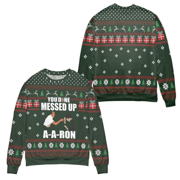 Key Peele You Done Messed Up A-Aron Snowflake Pattern Ugly Christmas Sweater ? Green ? Usalast