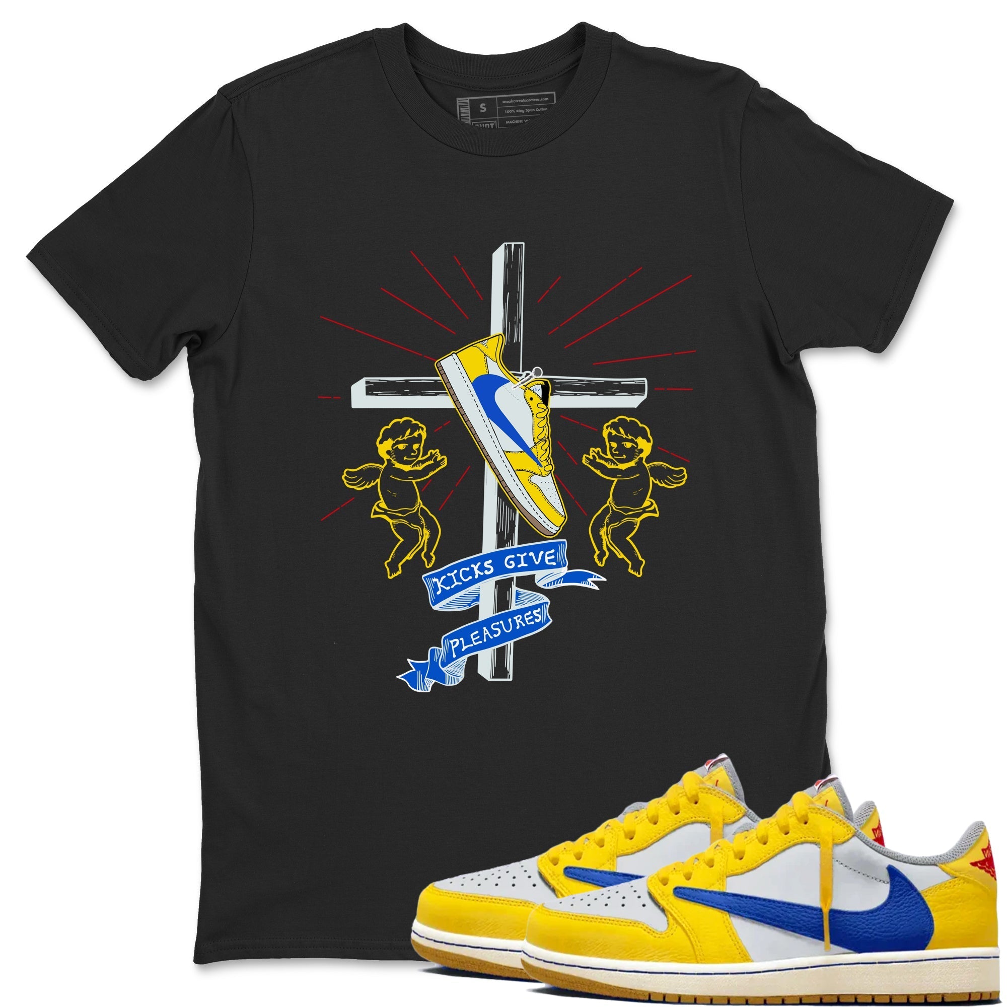 Kicks Give Pleasures Sneaker Tees - Air Jordan 1 Travis Scott Canary