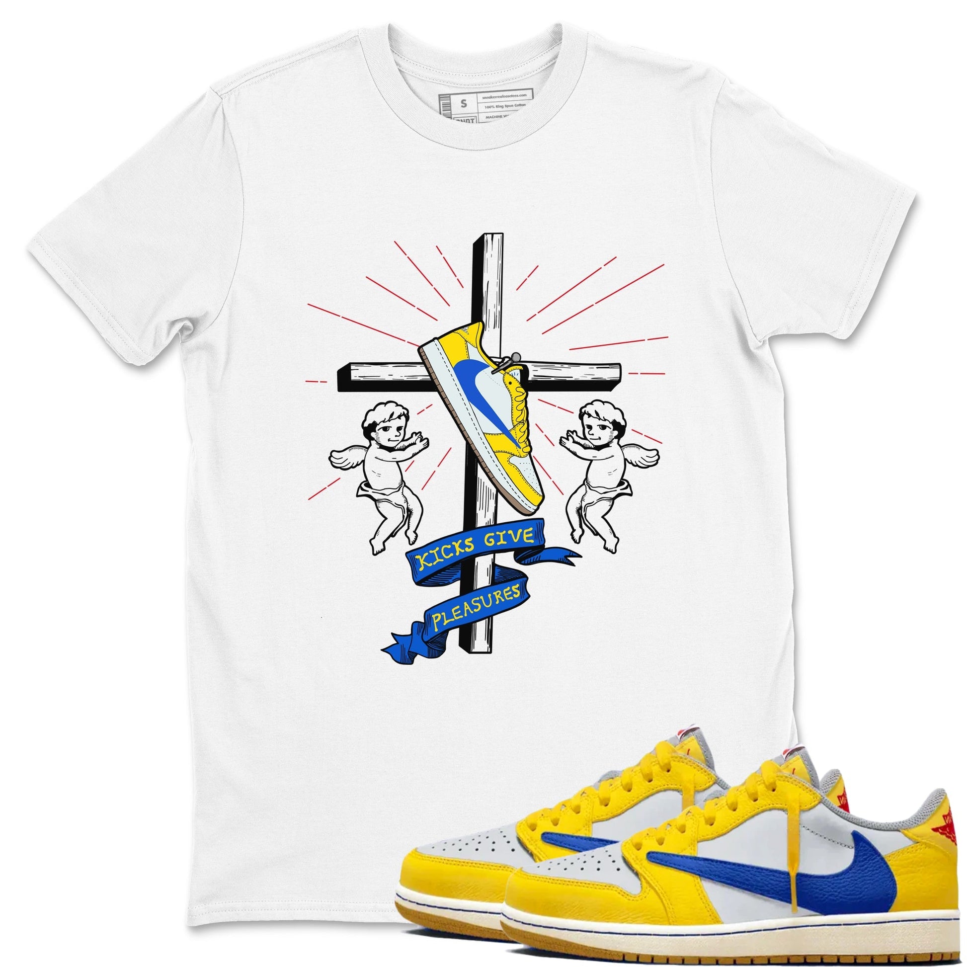 Kicks Give Pleasures Sneaker Tees - Air Jordan 1 Travis Scott Canary