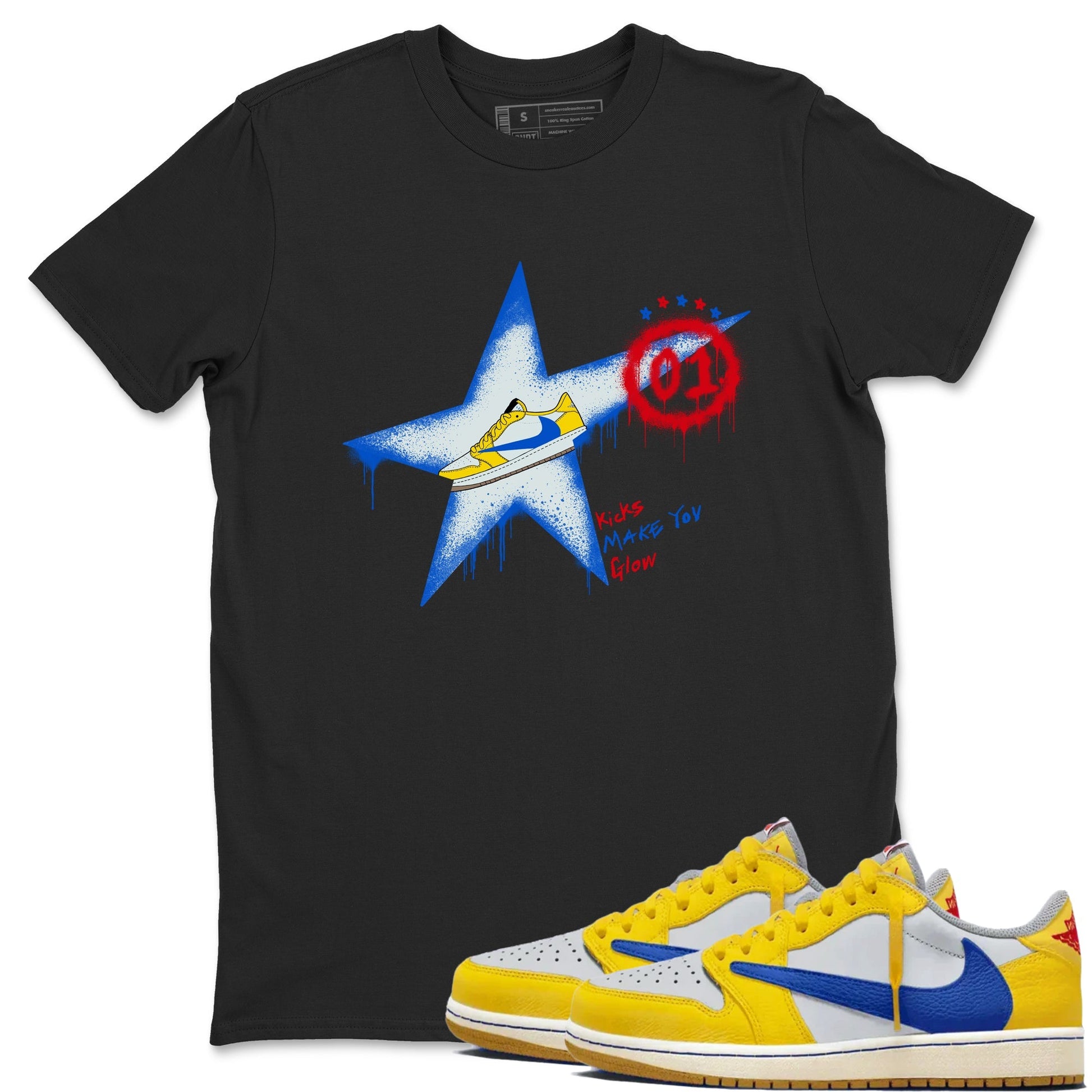 Kicks Make You Glow Sneaker Tees - Air Jordan 1 Travis Scott Canary
