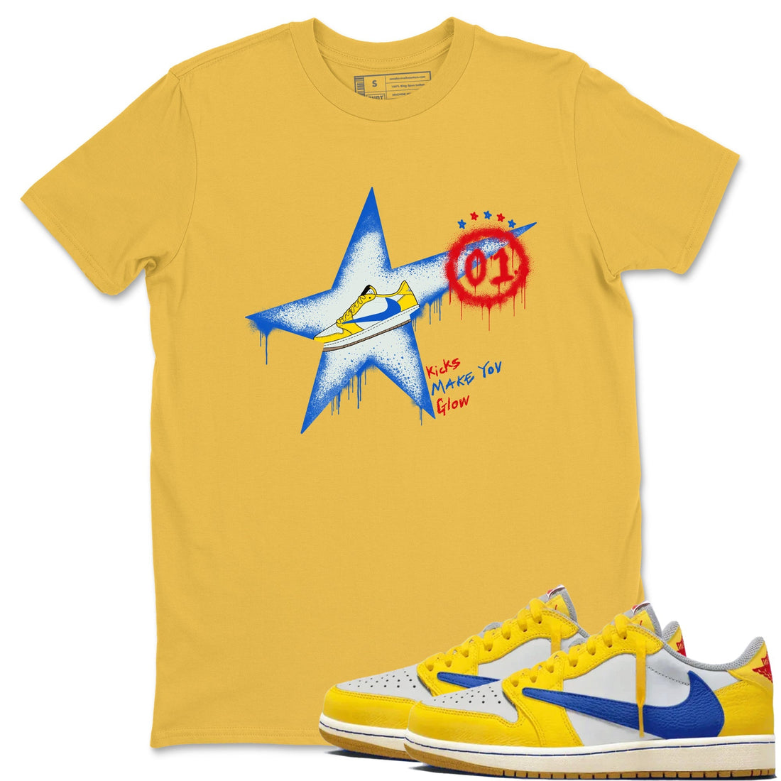 Kicks Make You Glow Sneaker Tees - Air Jordan 1 Travis Scott Canary
