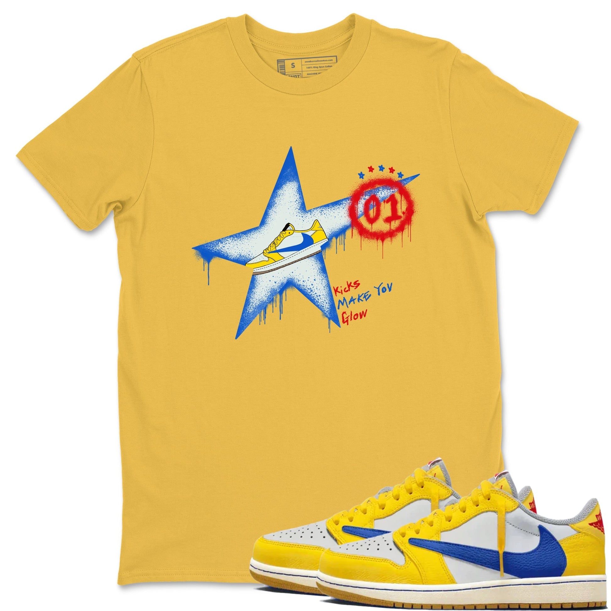 Kicks Make You Glow Sneaker Tees - Air Jordan 1 Travis Scott Canary