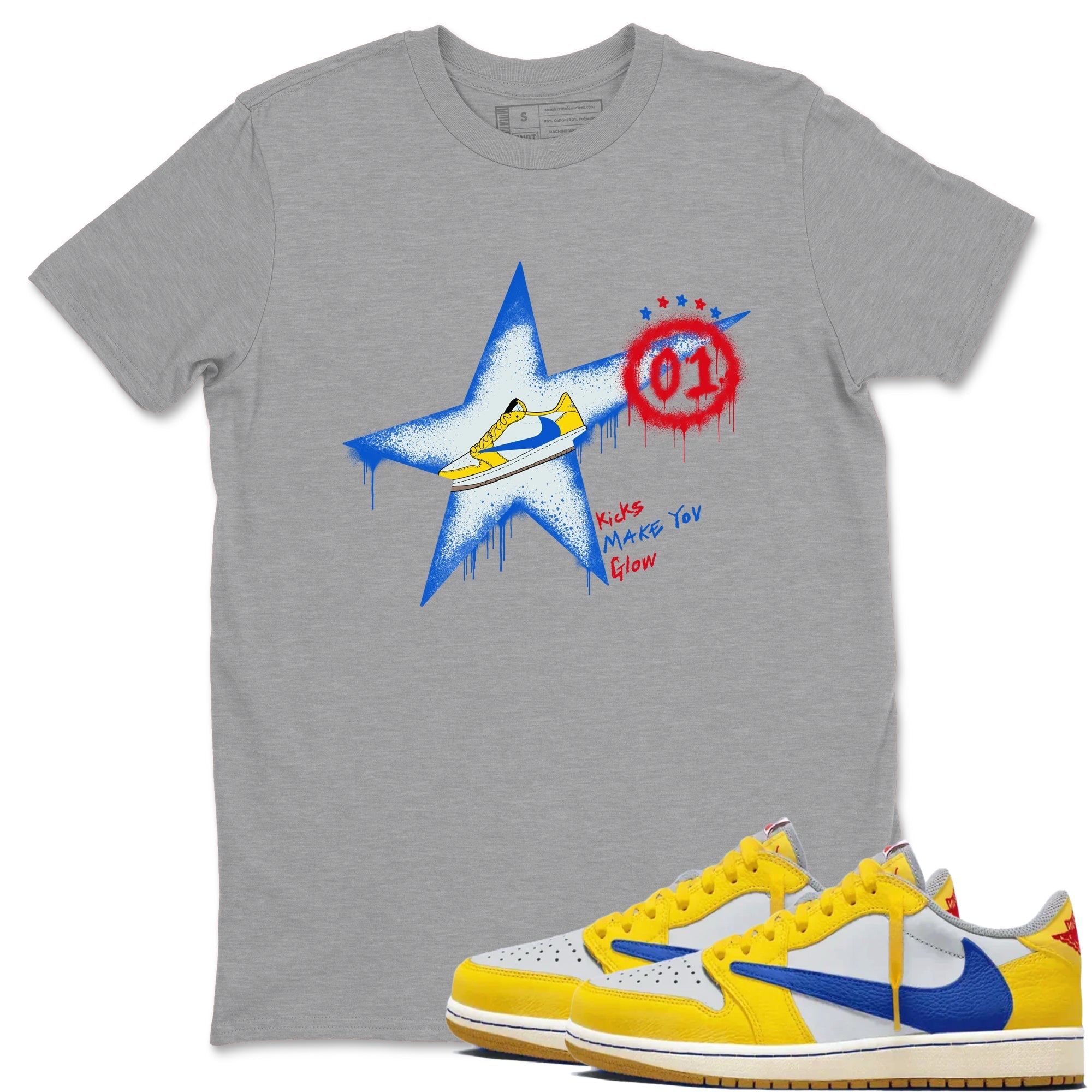 Kicks Make You Glow Sneaker Tees - Air Jordan 1 Travis Scott Canary