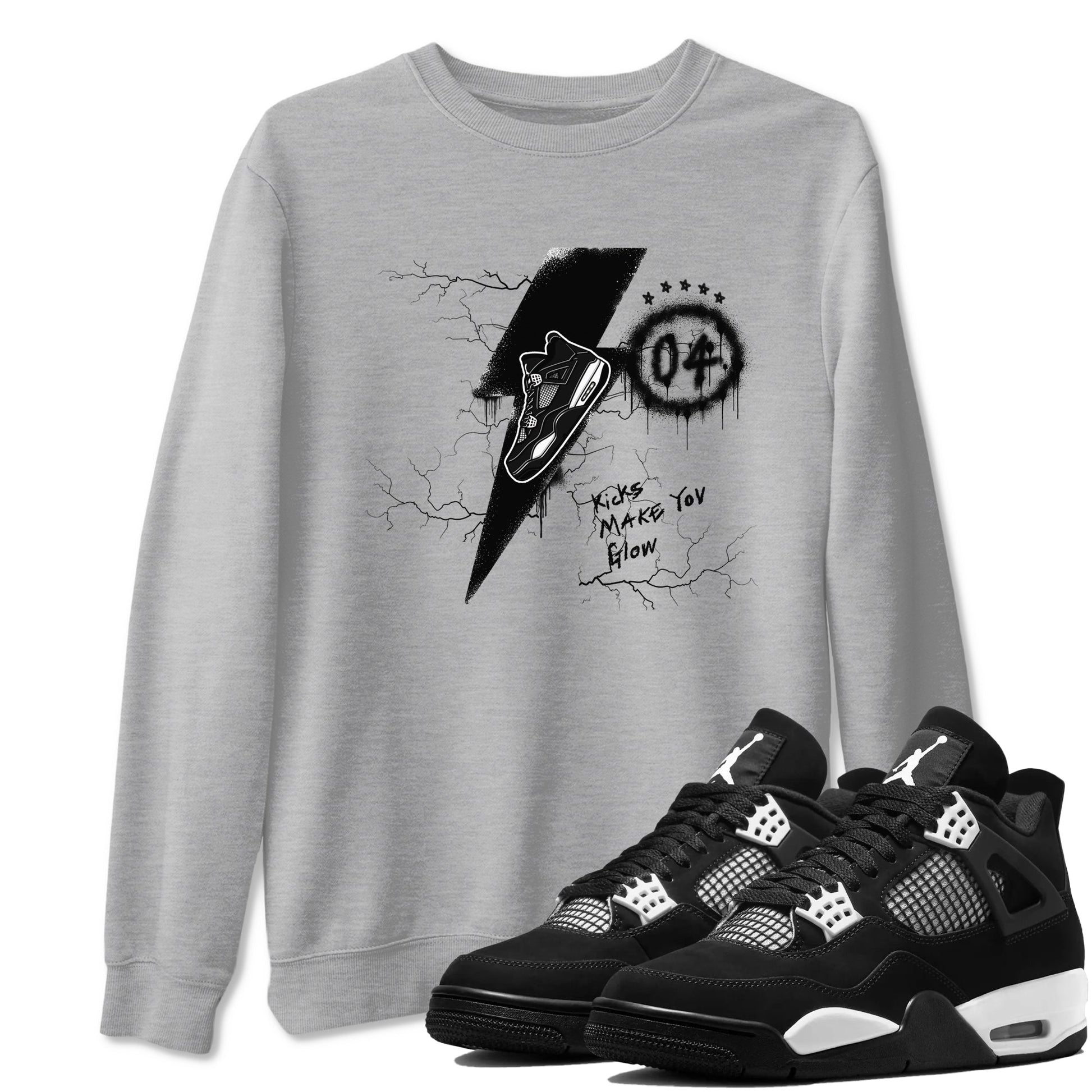 Kicks Make You Glow Sneaker Tees - Air Jordan 4 White Thunder