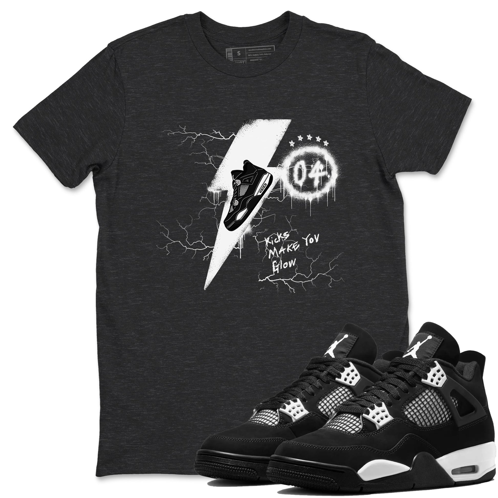 Kicks Make You Glow Sneaker Tees - Air Jordan 4 White Thunder