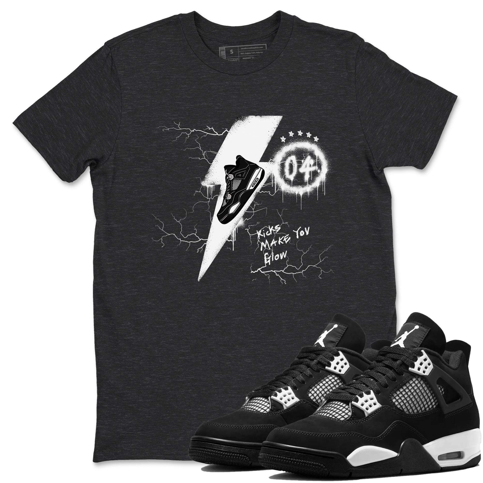 Kicks Make You Glow Sneaker Tees - Air Jordan 4 White Thunder