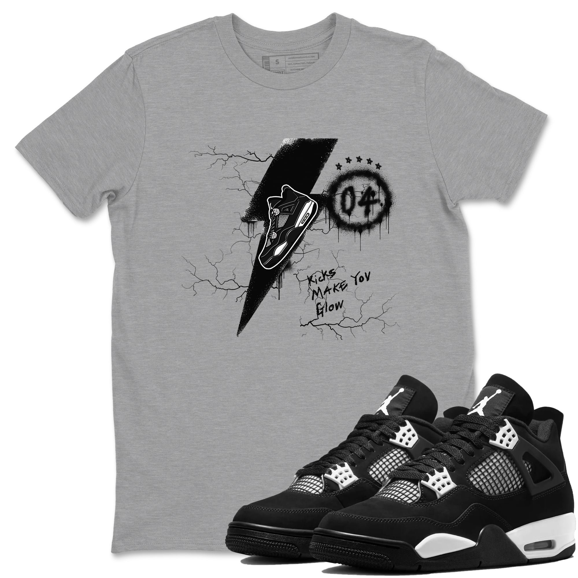 Kicks Make You Glow Sneaker Tees - Air Jordan 4 White Thunder