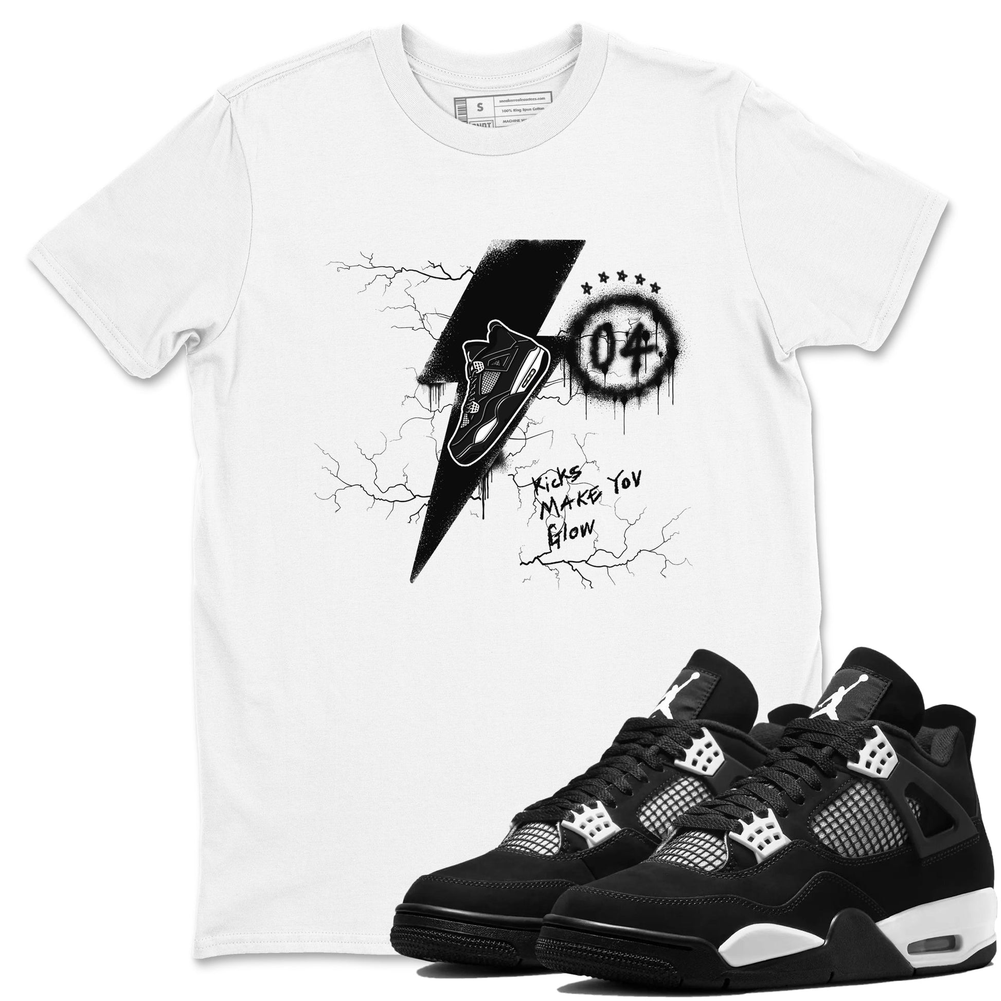 Kicks Make You Glow Sneaker Tees - Air Jordan 4 White Thunder