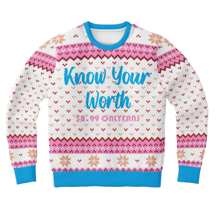 Know Your Worth Meme 2022 Design 3d Ugly Christmas Sweater ? Usalast