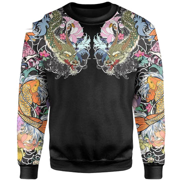 Koi Fish And Dragon Tattoo Style Sweater A7 ? Usalast