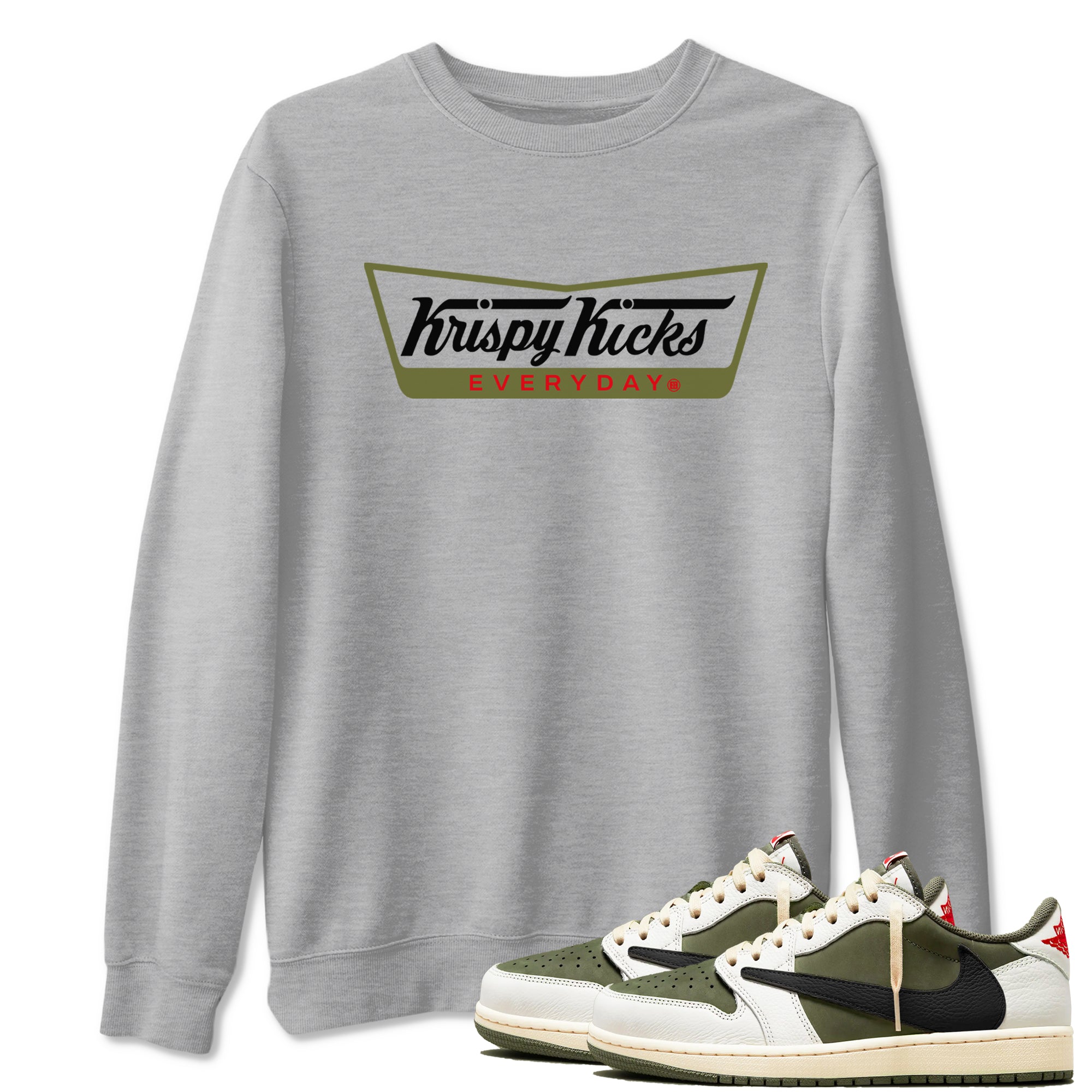 Krispy Kicks Sneaker Tees - Air Jordan 1 Travis Scott Medium Olive