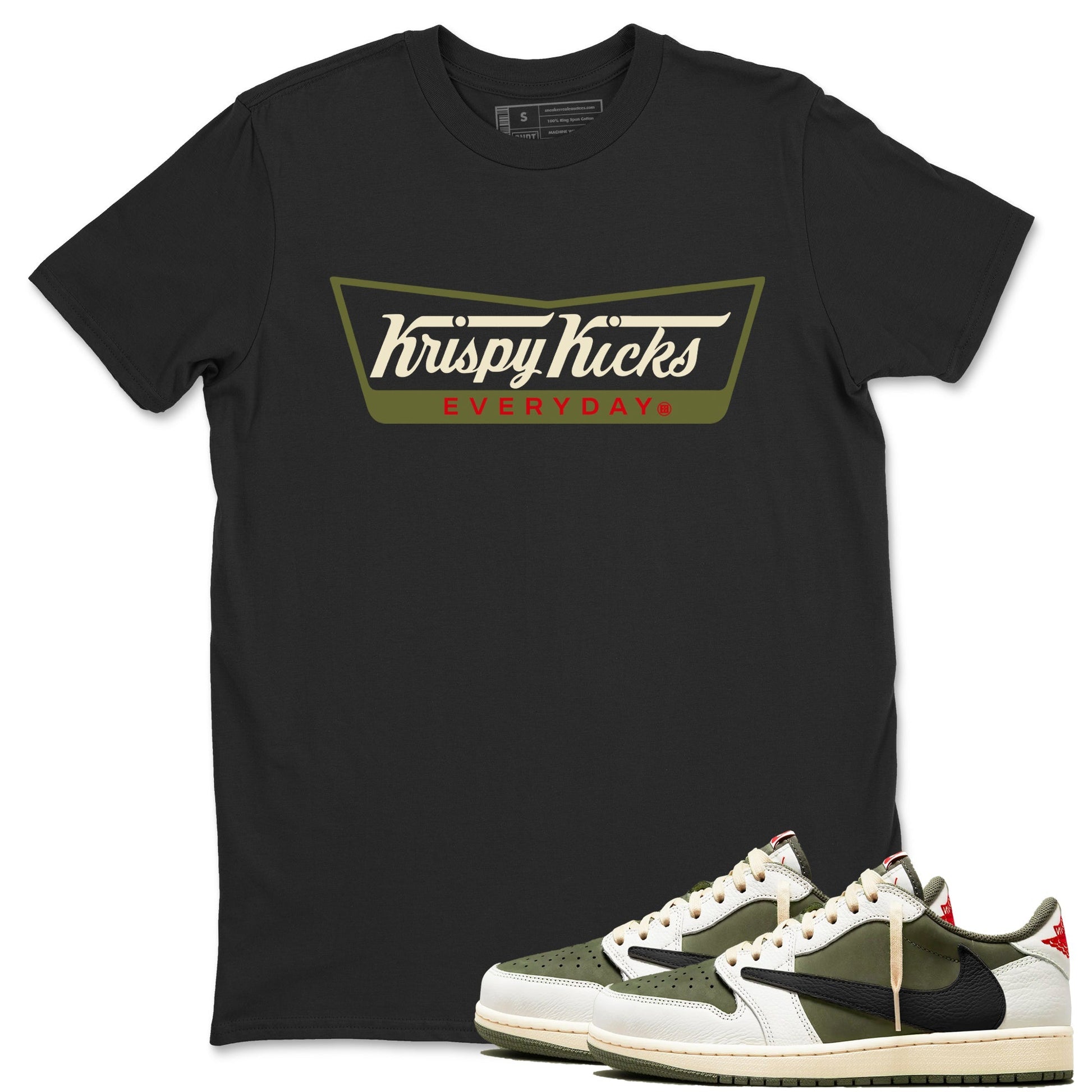 Krispy Kicks Sneaker Tees - Air Jordan 1 Travis Scott Medium Olive