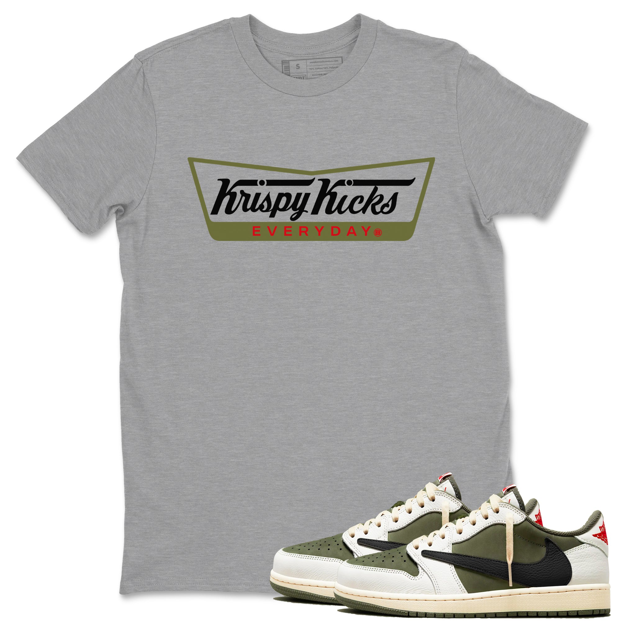 Krispy Kicks Sneaker Tees - Air Jordan 1 Travis Scott Medium Olive