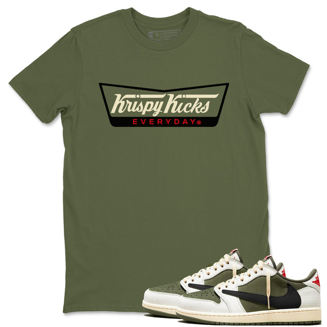 Krispy Kicks Sneaker Tees - Air Jordan 1 Travis Scott Medium Olive