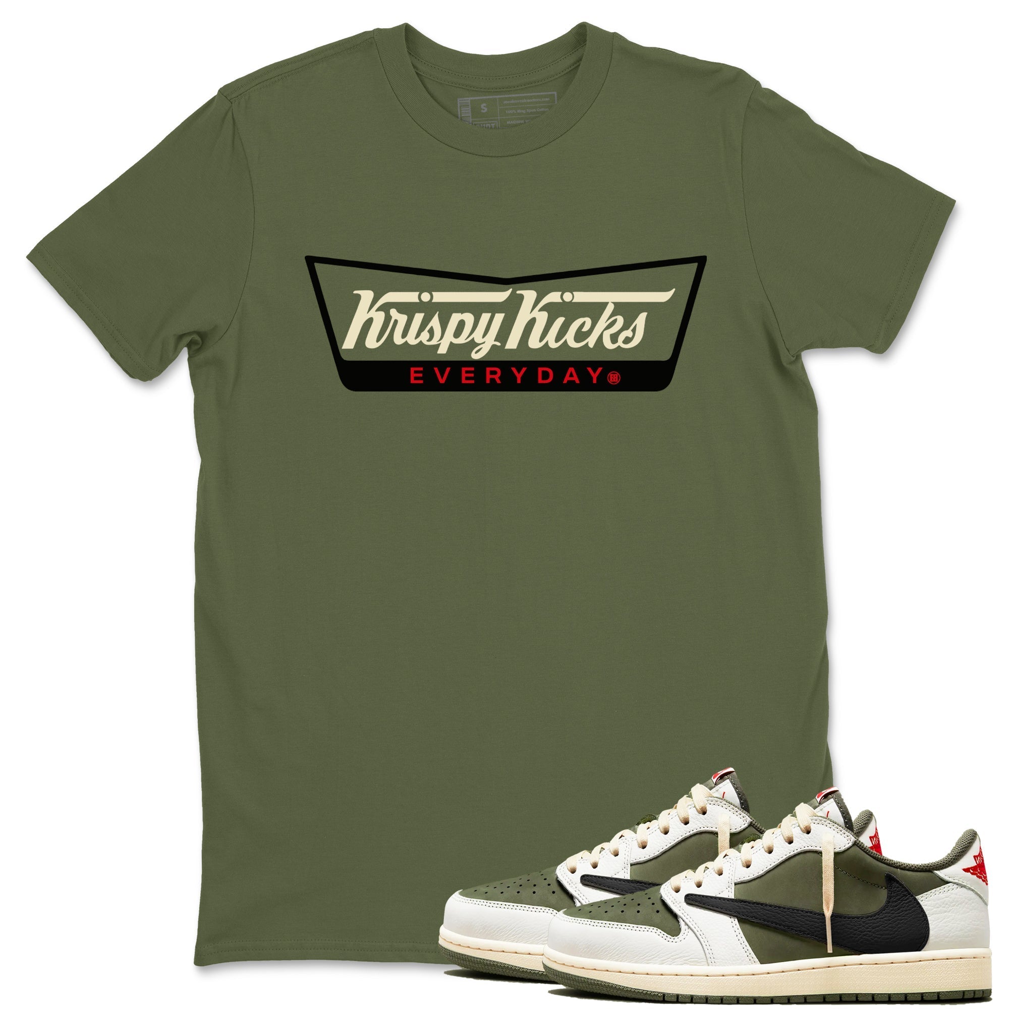 Krispy Kicks Sneaker Tees - Air Jordan 1 Travis Scott Medium Olive
