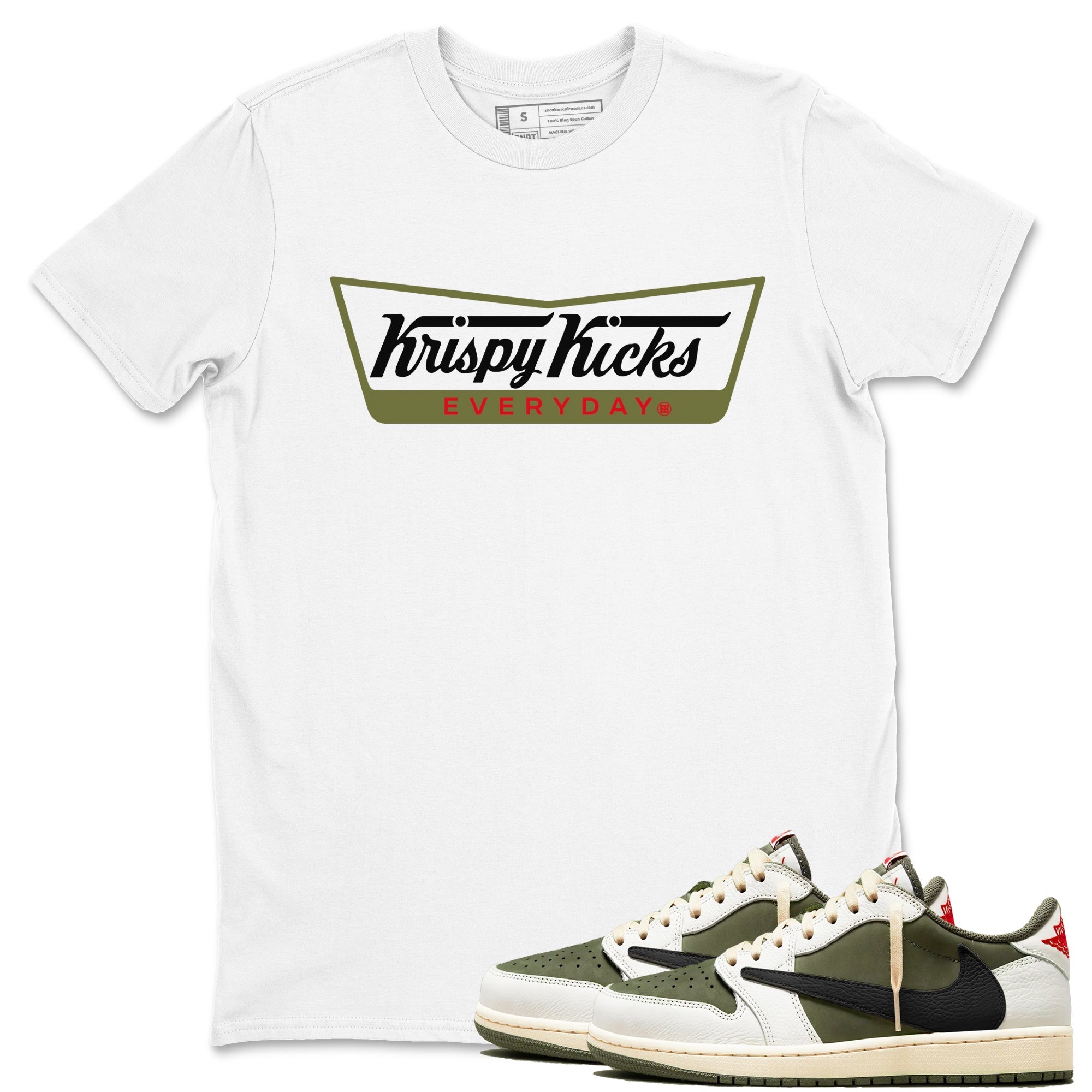 Krispy Kicks Sneaker Tees - Air Jordan 1 Travis Scott Medium Olive