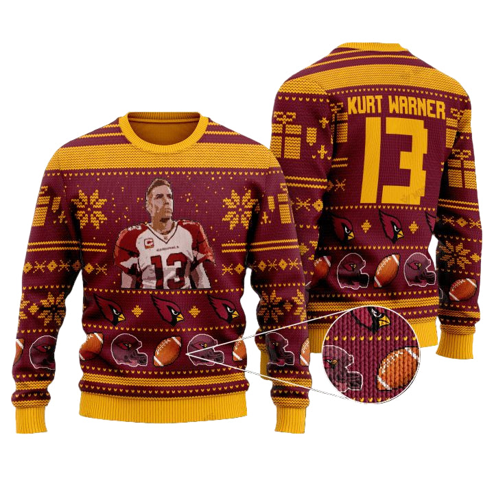 Kurt Warner 13 Arizona Cardinals Nfl Christmas Sweater ? Usalast