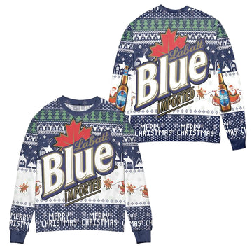 Labatt Blue Imported Pine Tree Pattern Ugly Christmas Sweater ? Usalast