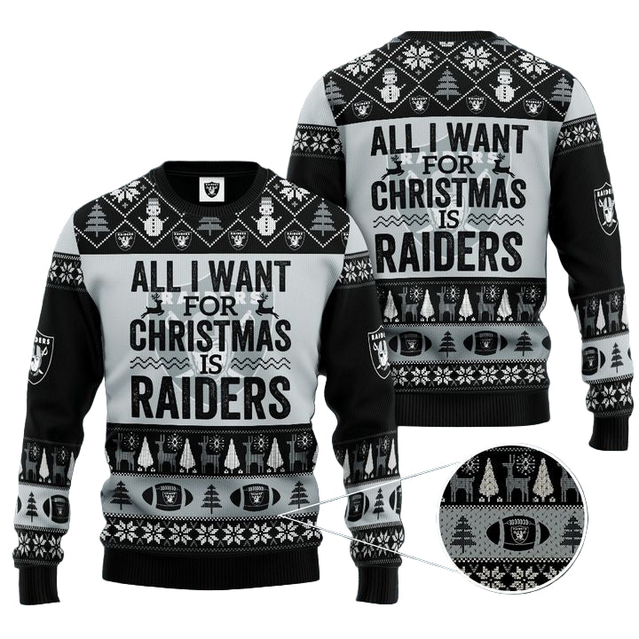 Las Vegas Raiders All I Want For Christmas Is Raiders Ugly Sweater ? Usalast