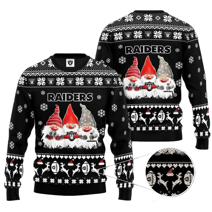 Las Vegas Raiders Gnome De Noel Christmas Ugly Sweater ? Usalast