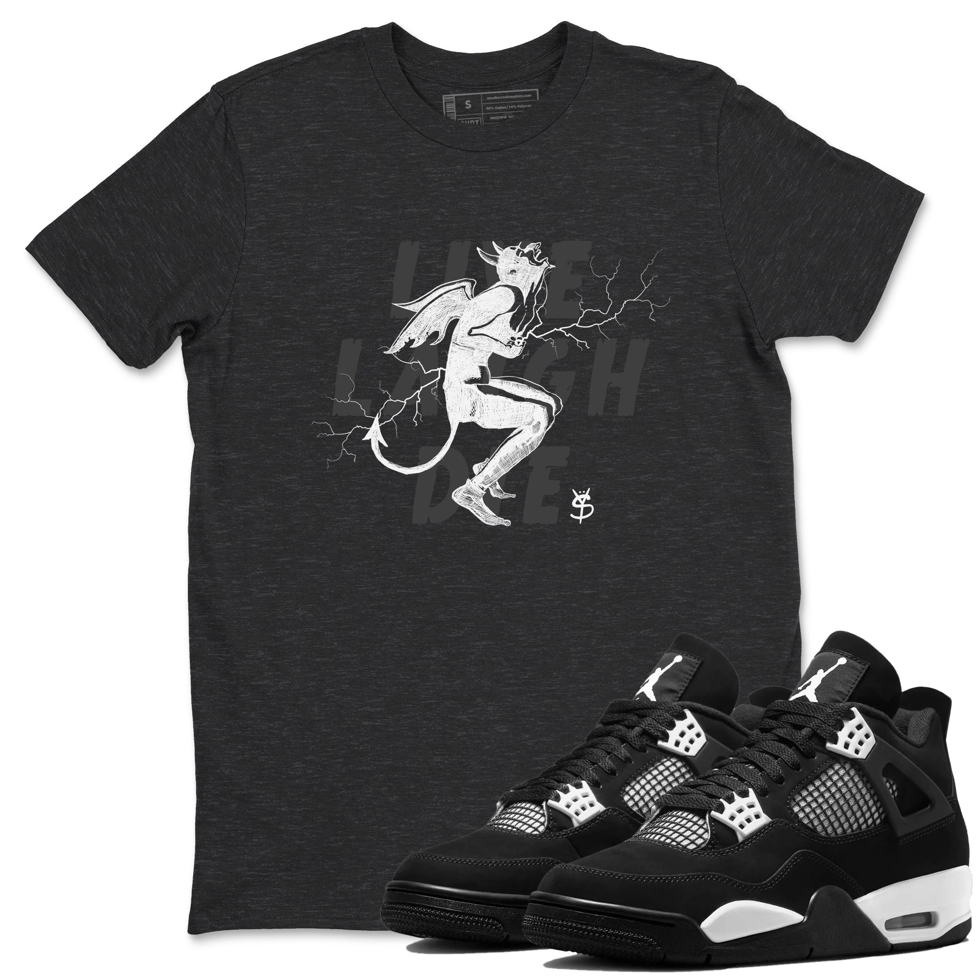 Laughing Devil Sneaker Tees - Air Jordan 4 White Thunder
