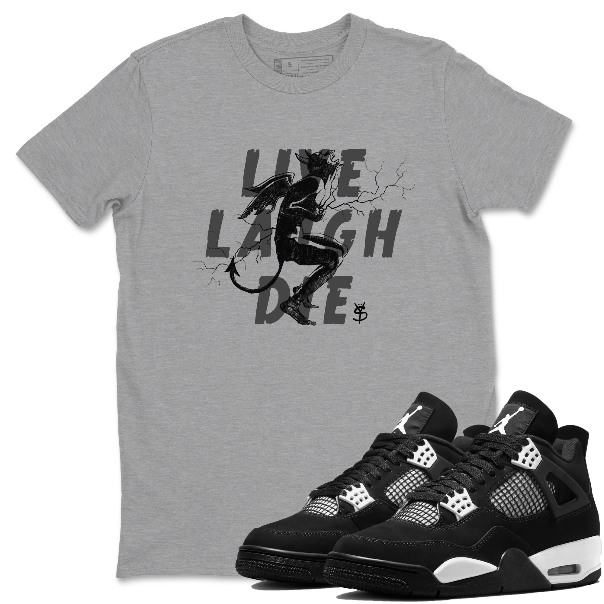 Laughing Devil Sneaker Tees - Air Jordan 4 White Thunder