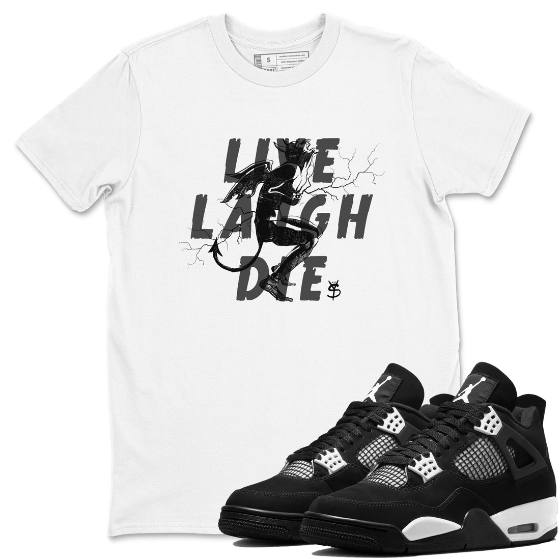 Laughing Devil Sneaker Tees - Air Jordan 4 White Thunder