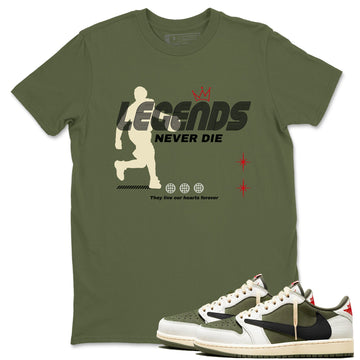 Legends Never Die Sneaker Tees - Air Jordan 1 Travis Scott Medium Olive