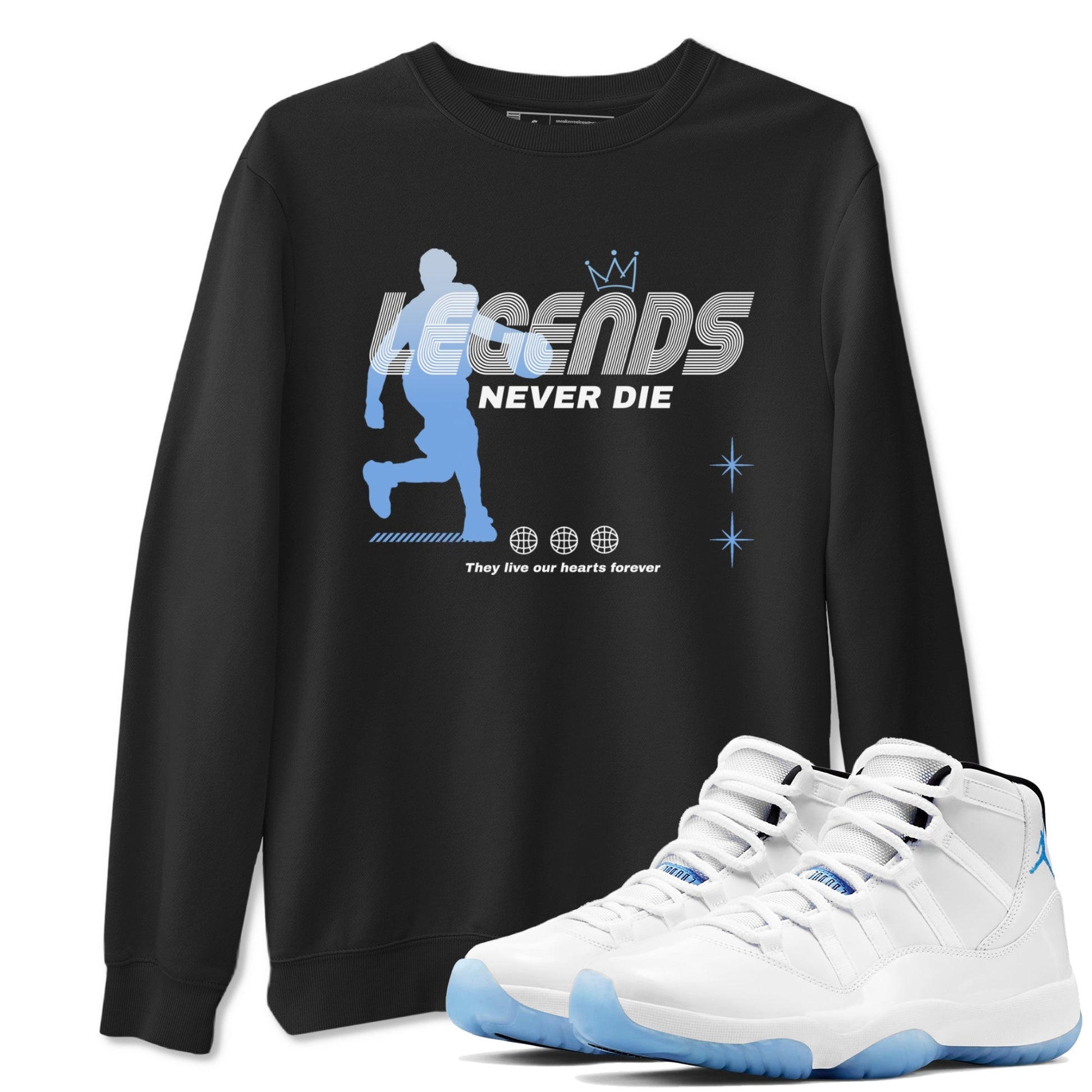 Legends Never Die Sneaker Tees - Air Jordan 11 Legend Blue