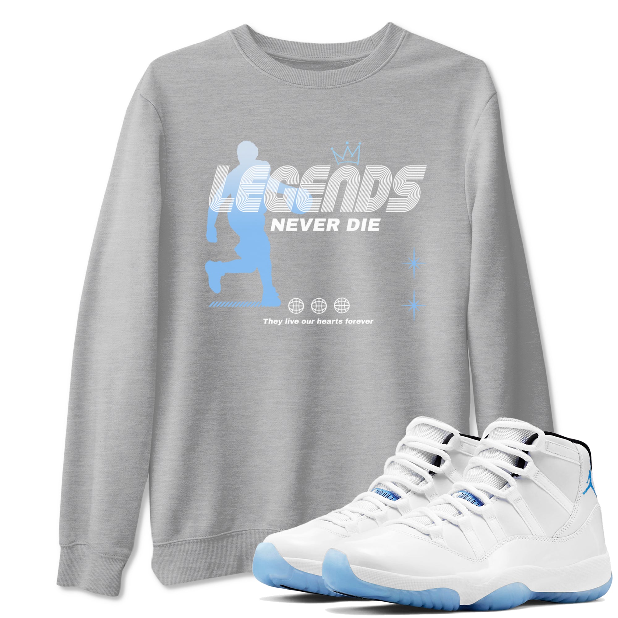 Legends Never Die Sneaker Tees - Air Jordan 11 Legend Blue