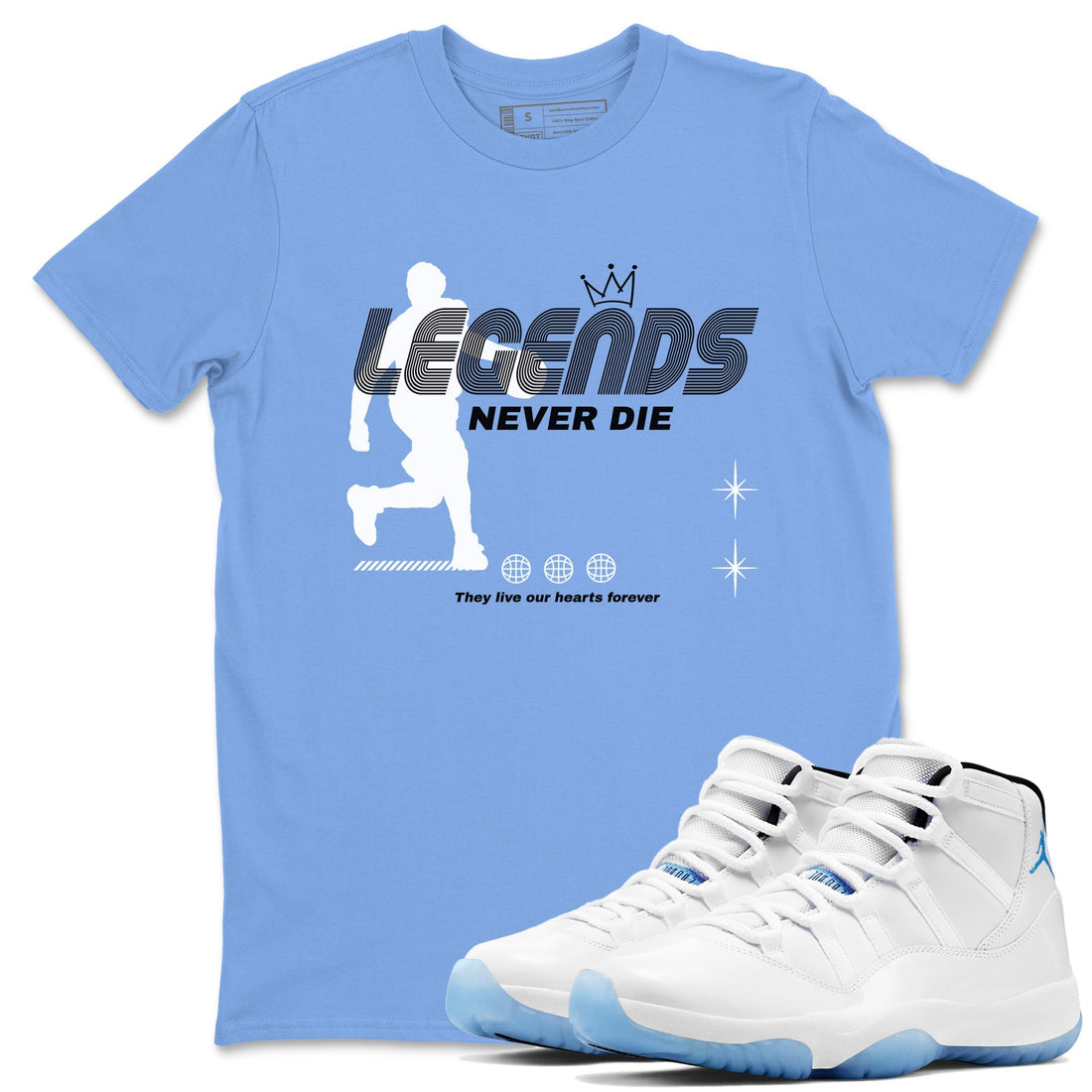 Legends Never Die Sneaker Tees - Air Jordan 11 Legend Blue