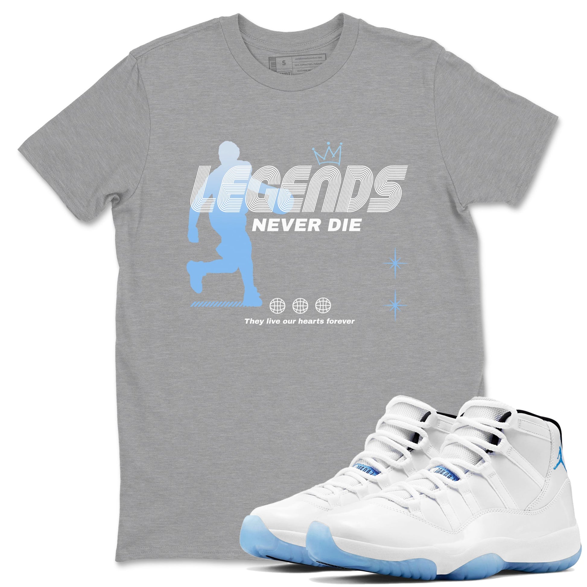 Legends Never Die Sneaker Tees - Air Jordan 11 Legend Blue