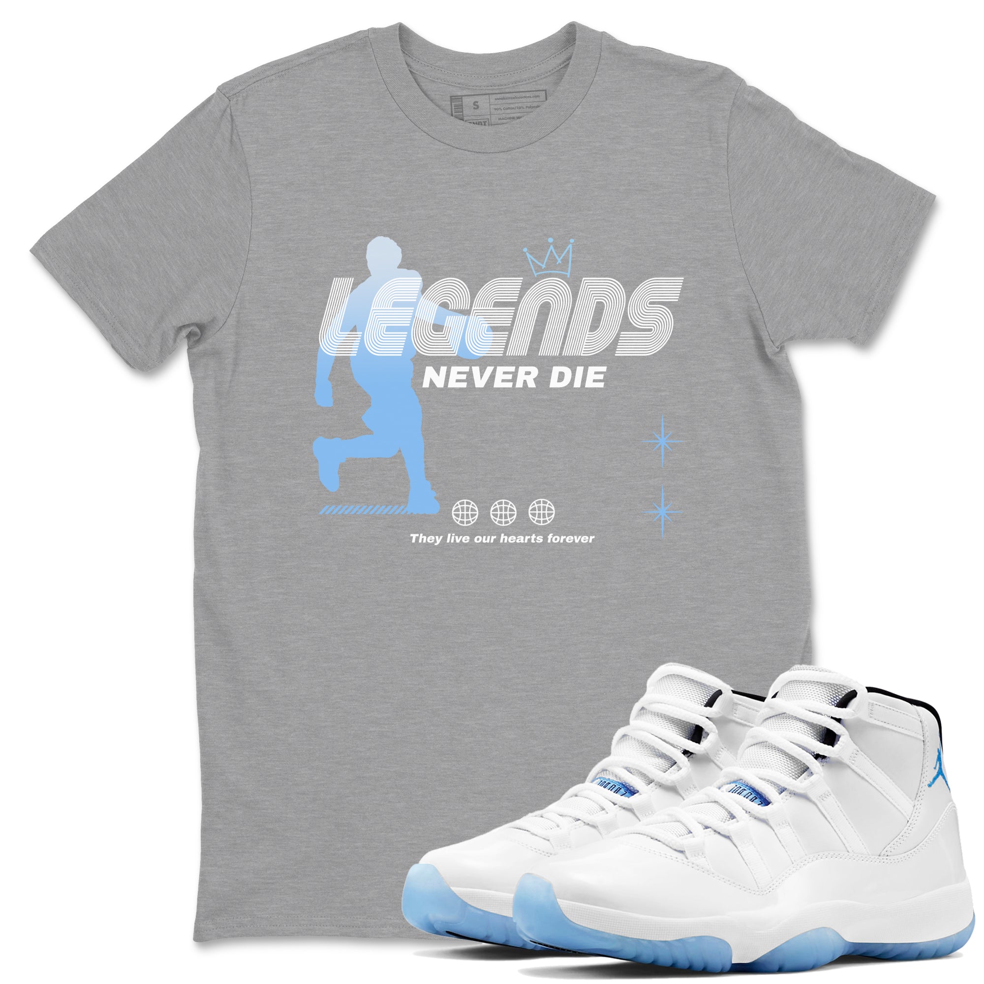 Legends Never Die Sneaker Tees - Air Jordan 11 Legend Blue