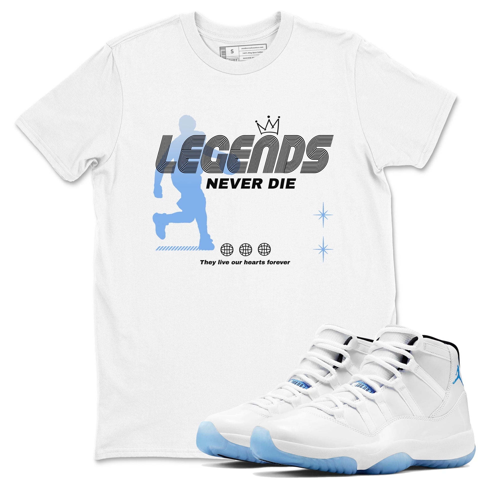 Legends Never Die Sneaker Tees - Air Jordan 11 Legend Blue