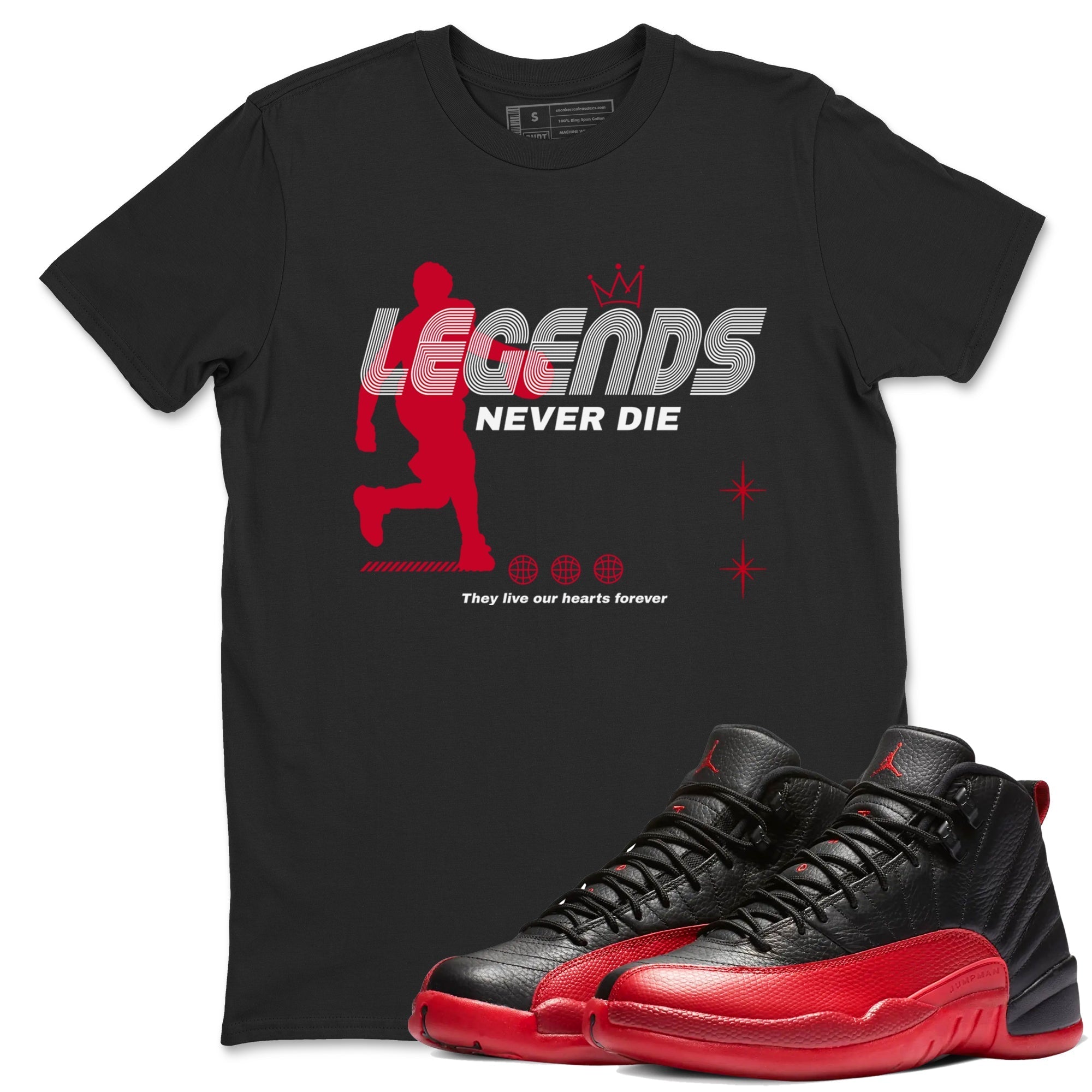 Legends Never Die Sneaker Tees - Air Jordan 12 Flu Game