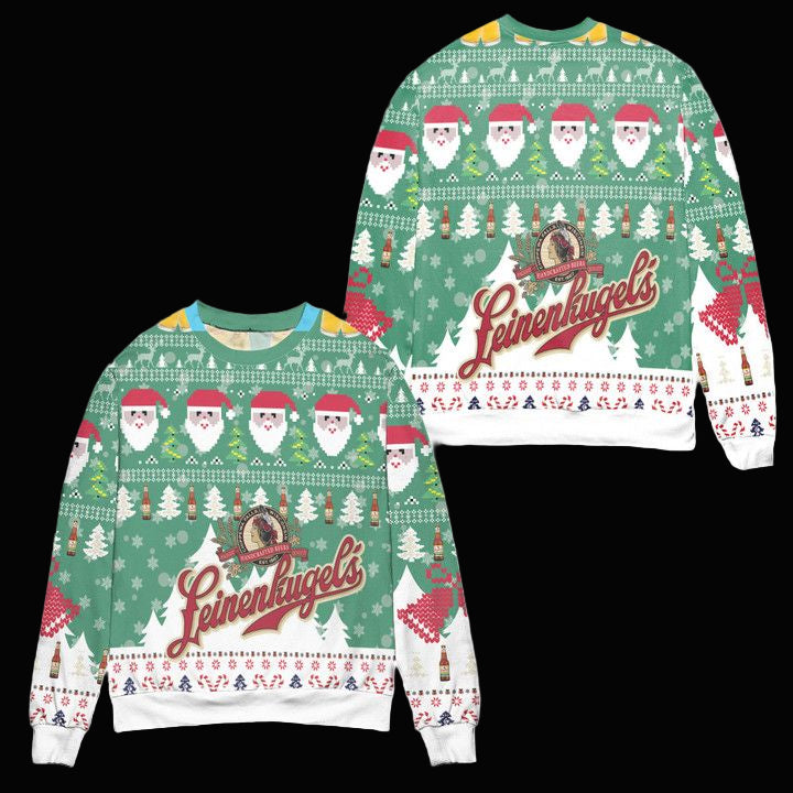 Leinenkugels Beer Logo Christmas Pattern Ugly Christmas Sweater ? White Green ? Usalast