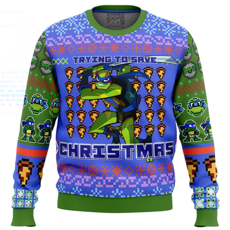 Leonardo Rise of the Teenage Mutant Ninja Turtles Ugly Christmas Sweater
