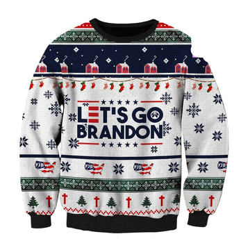 Lets Go Brandon Fjb Patriotic Republican Proud American Funny 3d Ugly Christmas Sweater ? Usalast