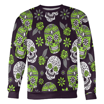 Light Green And Purple Sugar Skull Sweater ? Usalast