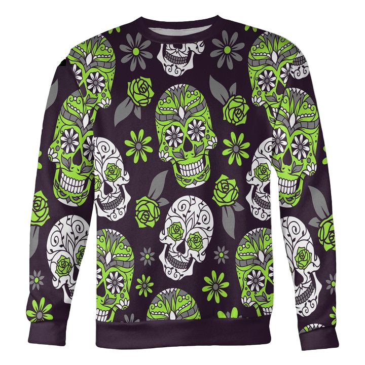 Light Green And Purple Sugar Skull Sweater ? Usalast