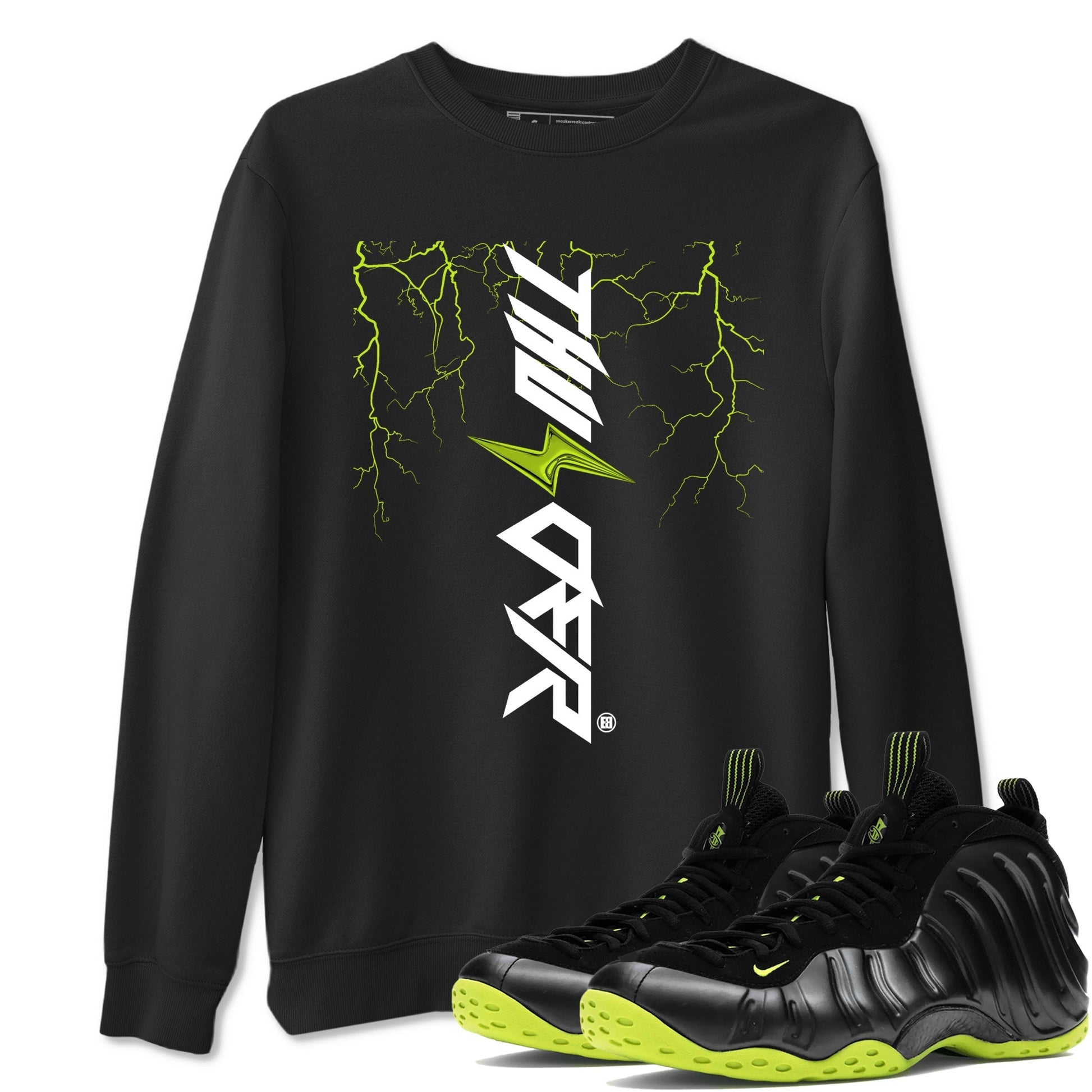 Lightning Thunder Sneaker Tees - Air Foamposite One Black Volt