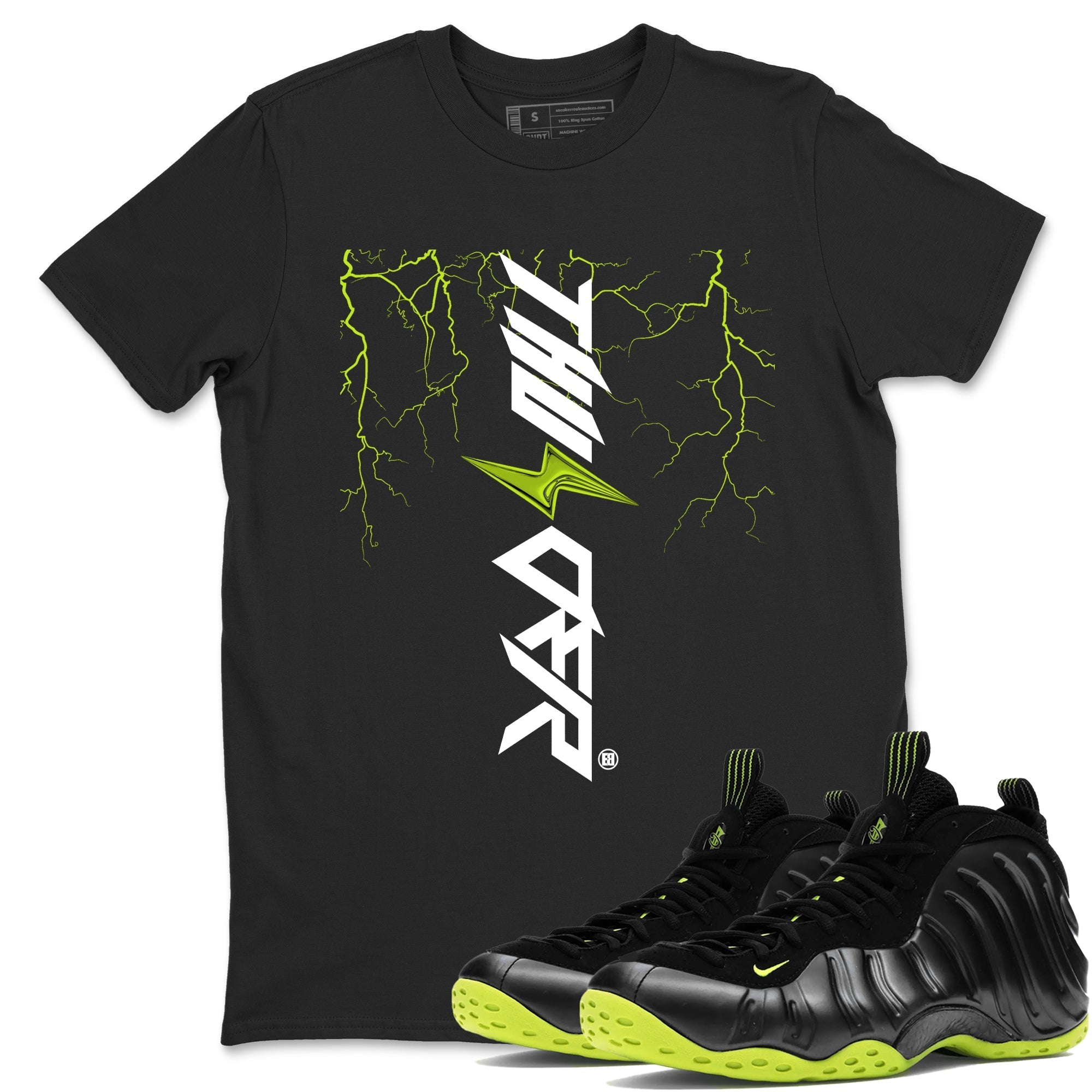 Lightning Thunder Sneaker Tees - Air Foamposite One Black Volt