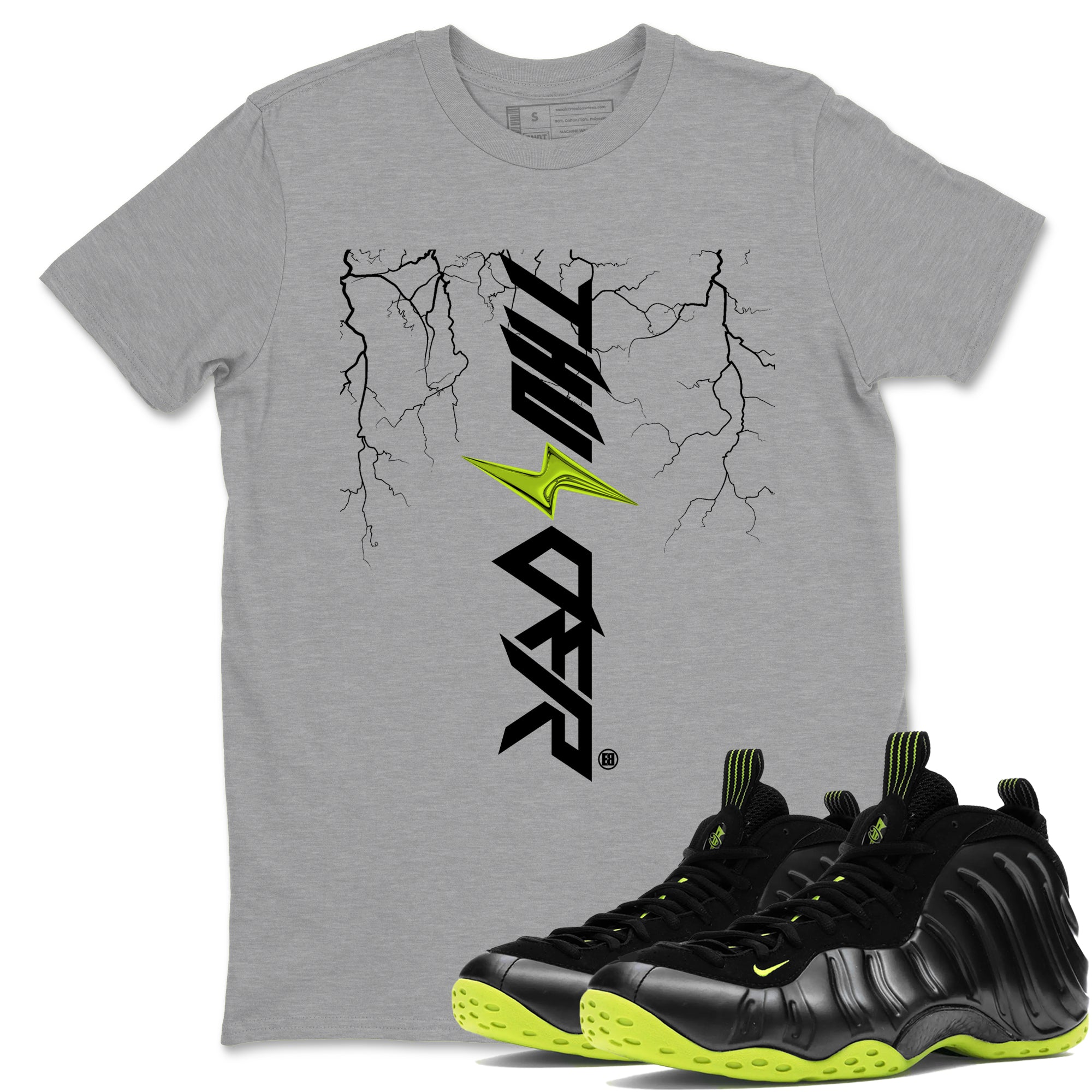 Lightning Thunder Sneaker Tees - Air Foamposite One Black Volt