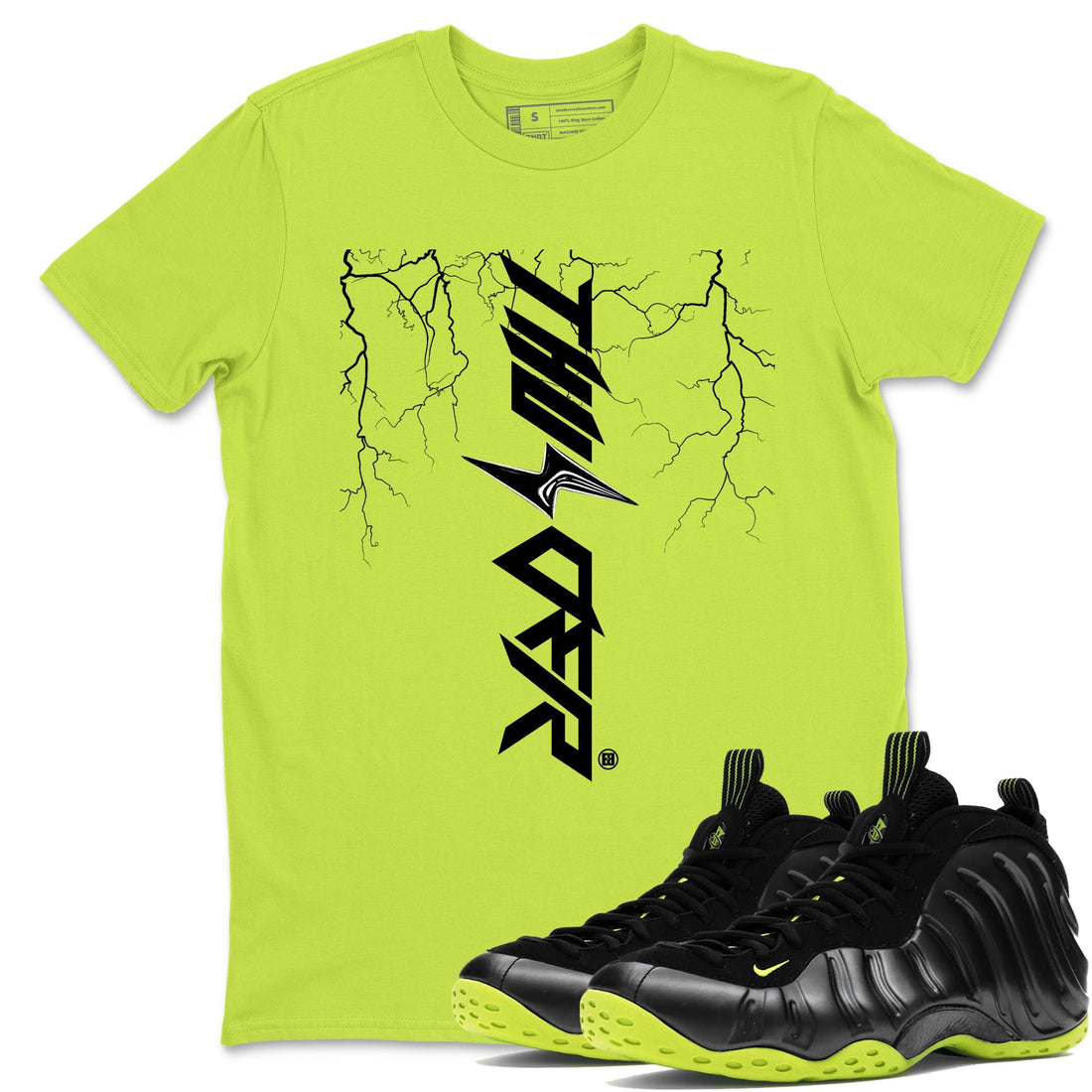 Lightning Thunder Sneaker Tees - Air Foamposite One Black Volt