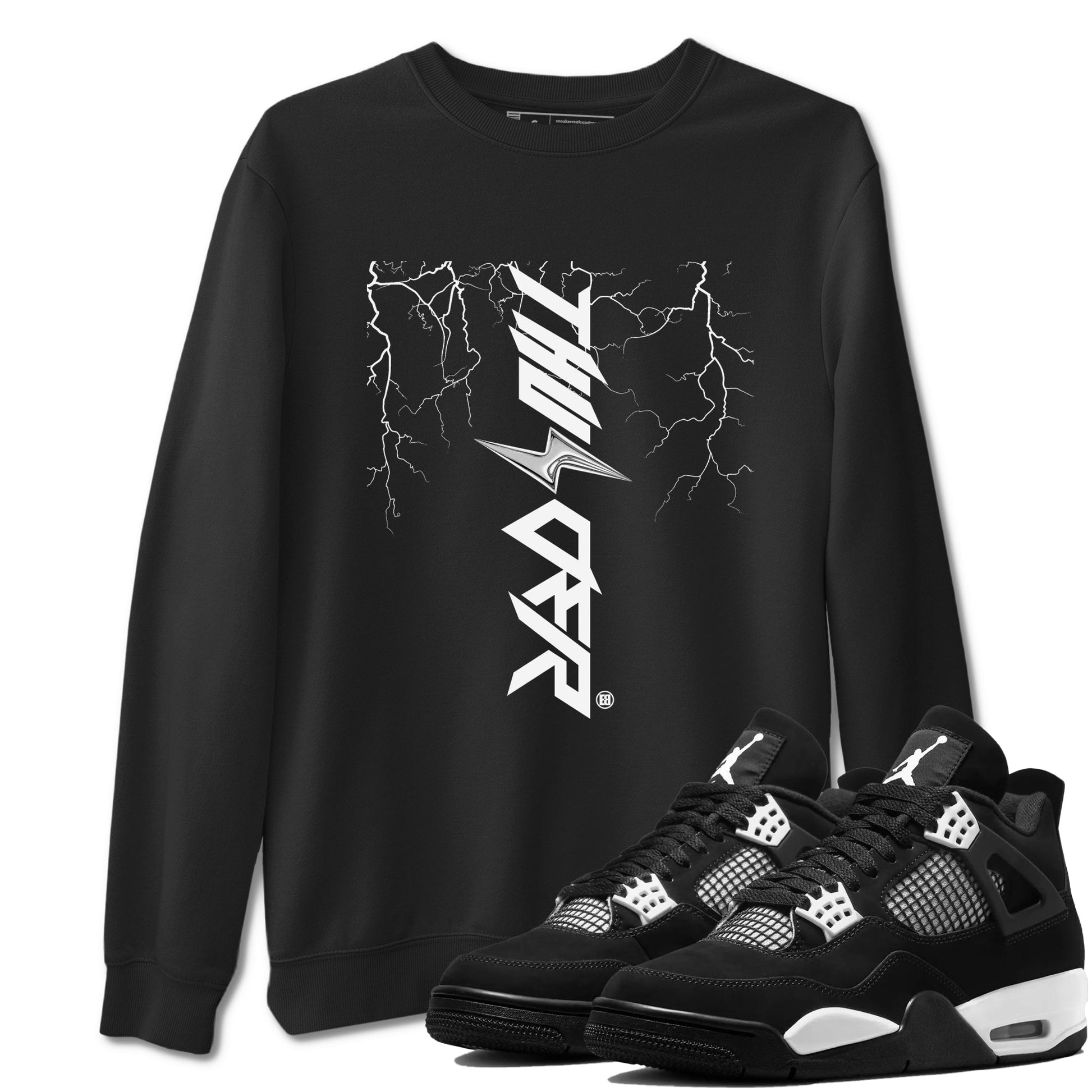 Lightning Thunder Sneaker Tees - Air Jordan 4 White Thunder
