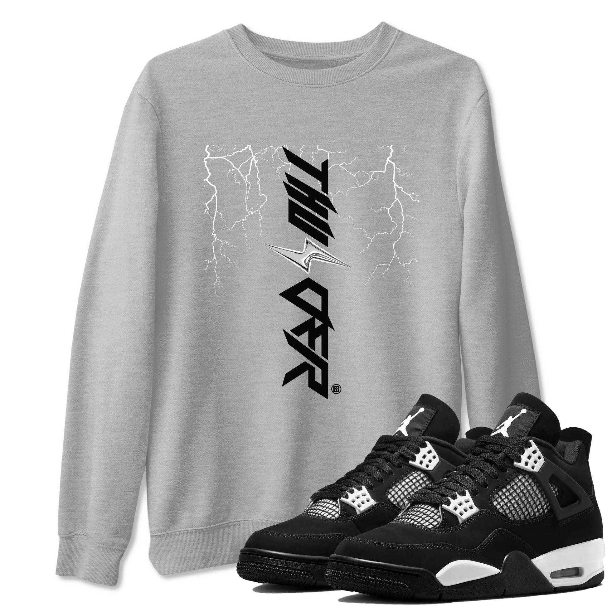 Lightning Thunder Sneaker Tees - Air Jordan 4 White Thunder
