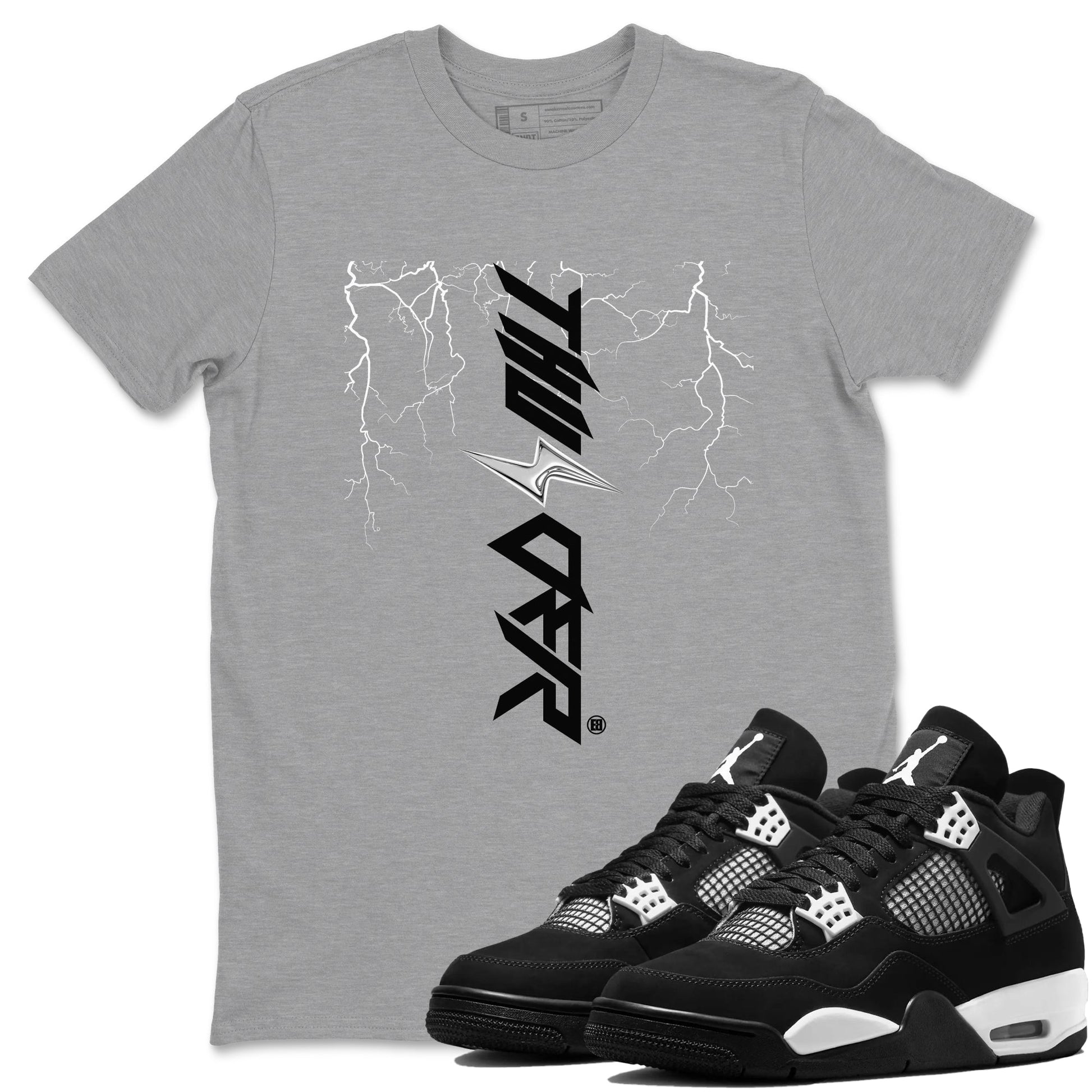 Lightning Thunder Sneaker Tees - Air Jordan 4 White Thunder