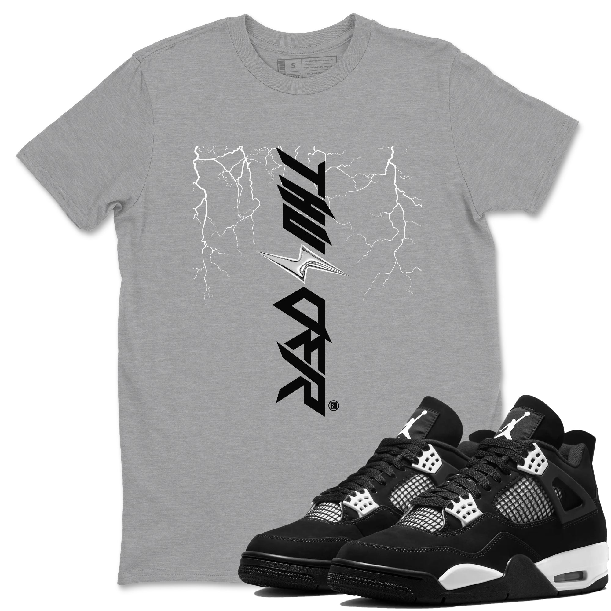 Lightning Thunder Sneaker Tees - Air Jordan 4 White Thunder
