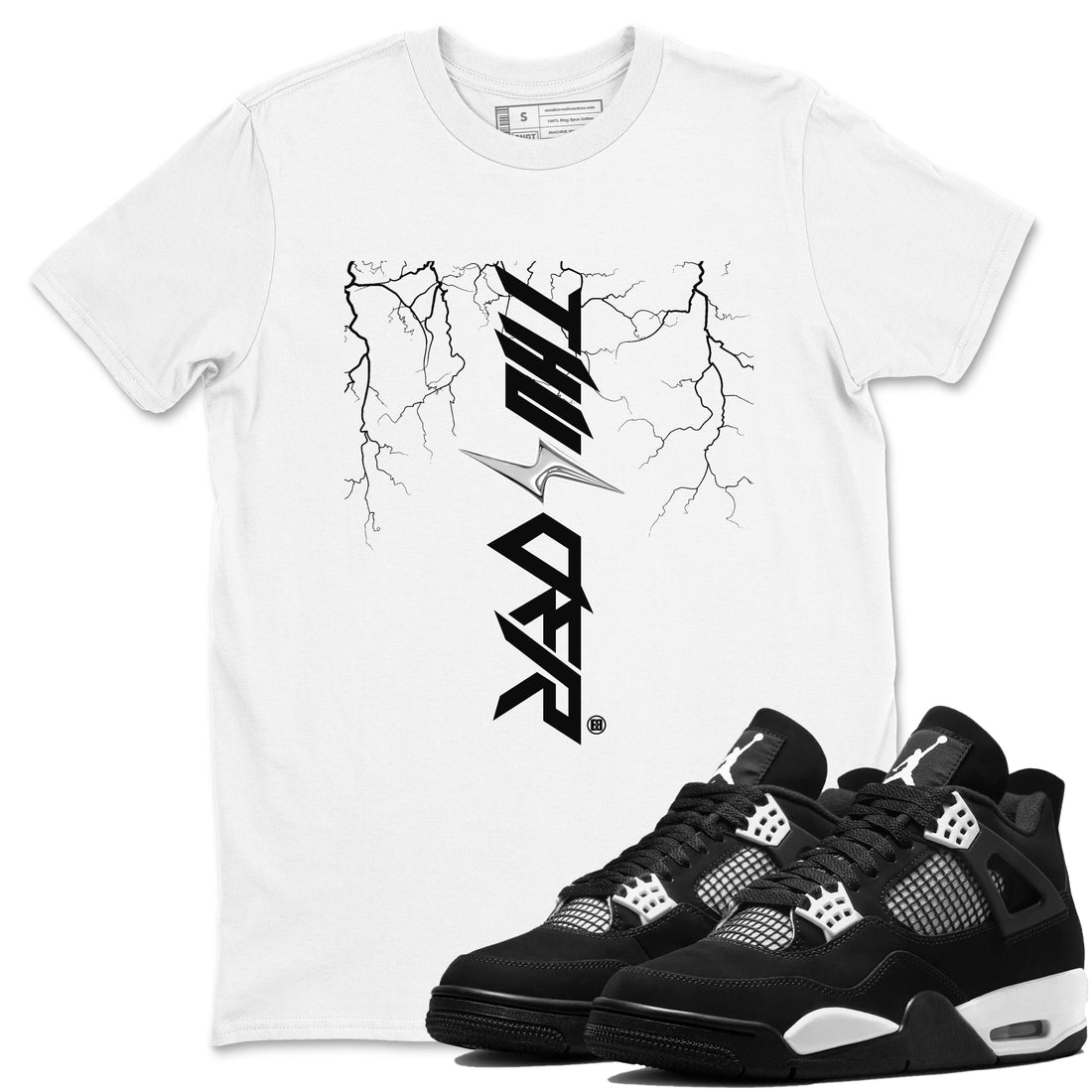 Lightning Thunder Sneaker Tees - Air Jordan 4 White Thunder
