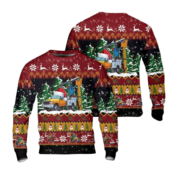 Lineman With Bucket Truck Christmas Sweater 3D ? Usalast